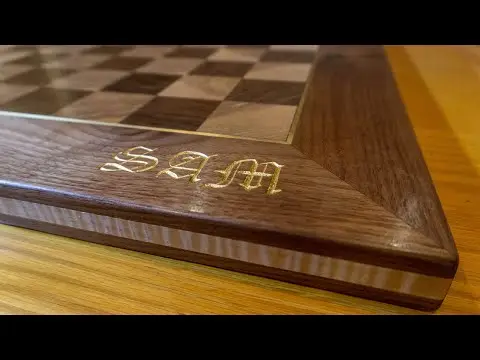 Regulation Size End Grain Chess Board with Gold Leaf