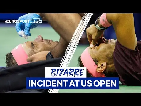 Rafael Nadal Receives Treatment After Smacking Himself In The Face | 2022 US Open | Eurosport Tennis