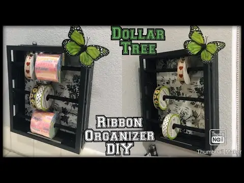 Dollar tree ribbon organizer idea diy / dollar store ribbon display idea / ribbon twine organizer