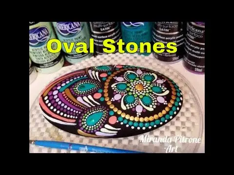 Colorful Mandala Design for Oval Stones ~ Painting Dots and Swipes with Miranda Pitrone