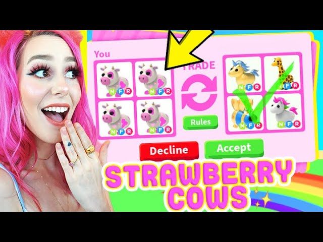 Trading Only New Strawberry Cows In Adopt Me Ytread - roblox adopt me fair red panda trades