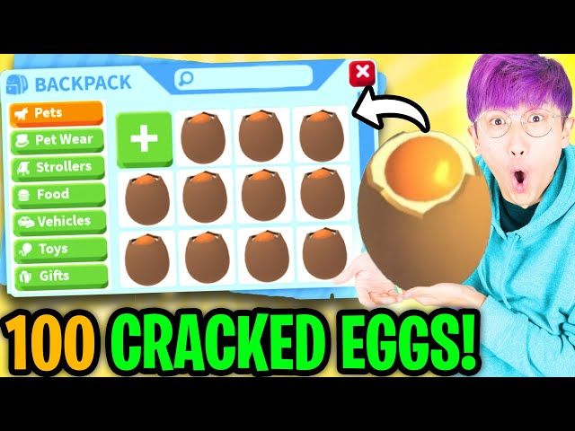 Lankybox Hatching 100 Cracked Eggs In Adopt Me Ytread - roblox adopt me cracked egg pets