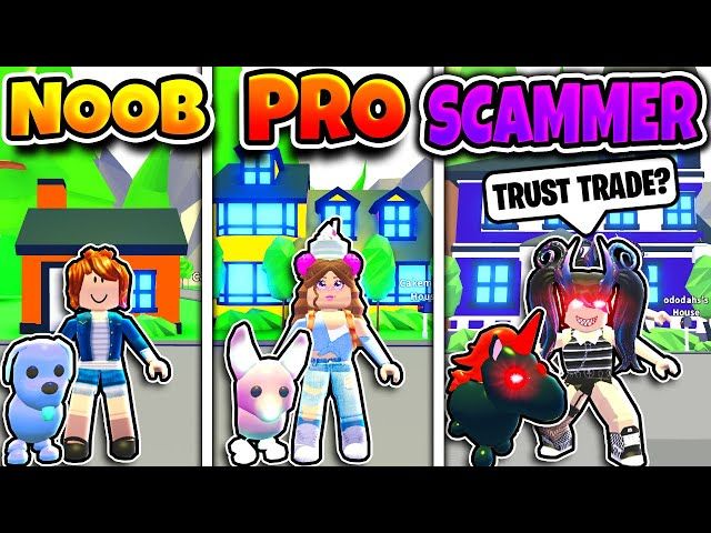 Roblox Noob Vs Pro Vs Scammer In Adopt Me Ytread - roblox noob jerking off