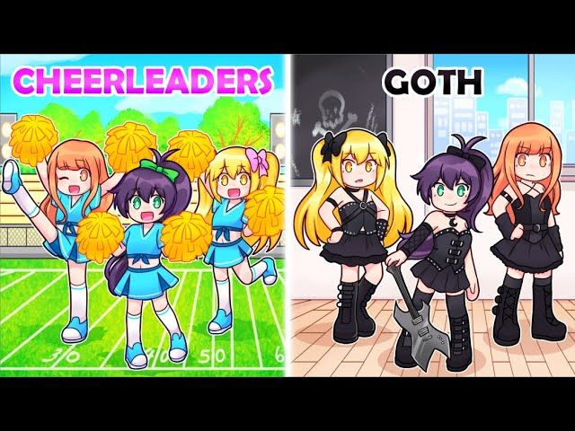 The Squad Goes From Cheerleaders To Goth In Roblox Ytread - roblox cheer sound