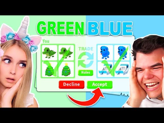 One Color Trading Challenge With My Boyfriend In Ytread - roblox adopt me challenges