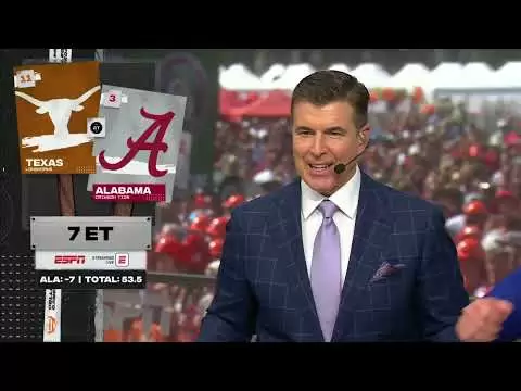 lee corso s headgear pick for texas vs alabama with joe namath college gameday