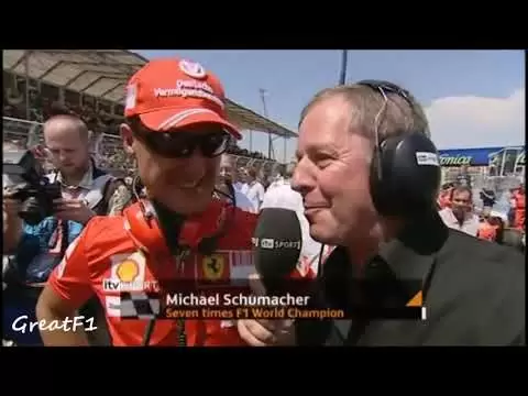 michael schumacher and martin brundle chat ahead of european gp 2008